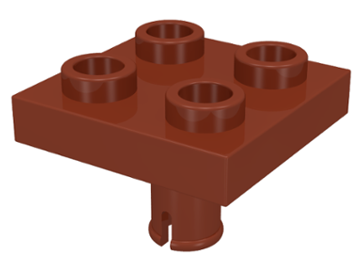 Plate Special 2 x 2 with Pin on Bottom in Reddish Brown