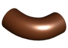 Brick Round 1 x 1 diameter Tube with 90 Degree Elbow (2 x 2 x 1) and Axle Holes (Crossholes) at each end in Reddish Brown