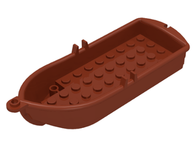 Boat / Rowing Boat 14 x 5 x 2 with Oarlocks [2 Hollow Inside Studs] in Reddish Brown
