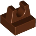 Tile Special 1 x 1 with Clip and Straight Tips in Reddish Brown
