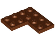 Plate 4 x 4 Corner in Reddish Brown