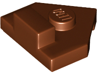 Plate Special 2 x 2 Wedge, Center Stud, 1 x 1/2 Raised Tab in Reddish Brown