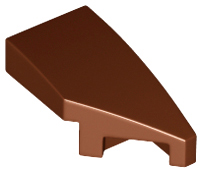 Brick Wedged, Curved 2 x 1 with Stud Notch Right in Reddish Brown