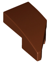 Brick Wedged, Curved 2 x 1 with Stud Notch Left in Reddish Brown