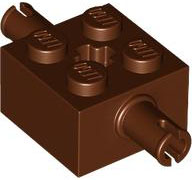 Brick Special 2 x 2 with 2 Pins and Axle Hole in Reddish Brown