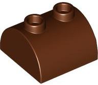 Brick Curved 2 x 2, Two Top Studs in Reddish Brown