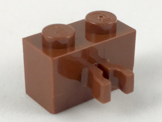 Brick Special 1 x 2 with Vertical Clip [Thick U Clip] in Reddish Brown