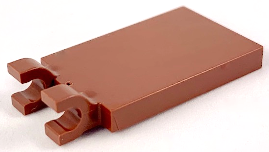 Tile Special 2 x 3 with 2 Clips [Thick U Clips] in Reddish Brown