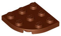 Plate Round Corner 3 x 3 in Reddish Brown