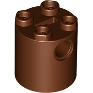Brick Round 2 x 2 x 2 Robot Body, Axle Holder '+' Orientation in Reddish Brown