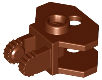 Hinge 1 x 2 Locking with 2 Fingers and Towball Socket, 9 Teeth in Reddish Brown