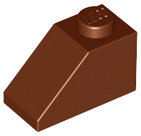Brick Sloped 45° 2 x 1 with Bottom Pin in Reddish Brown