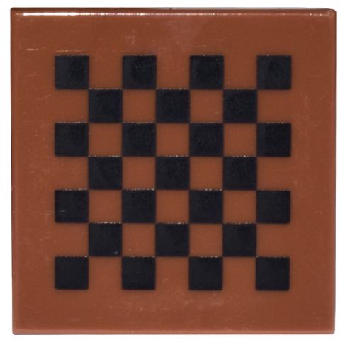 Tile 2 x 2 with Black Checks Print in Reddish Brown