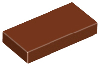 Tile 1 x 2 with Groove in Reddish Brown