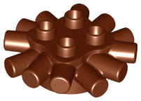 Duplo Brick Round 2 x 2 with Radiating Bars (Camp Fire / Nest) in Reddish Brown