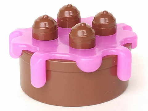 Duplo Food Cake with Trans Dark Pink Frosting in Reddish Brown