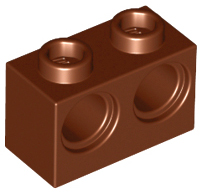 Technic Brick 1 x 2 [2 Pin Holes] in Reddish Brown