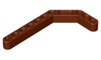 Technic Beam 1 x 11.5 Double Bent Thick in Reddish Brown