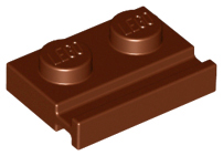 Plate Special 1 x 2 with Door Rail in Reddish Brown