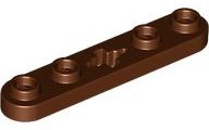 Technic Plate 1 x 5 with Smooth Ends, 4 Studs and Centre Axle Hole in Reddish Brown