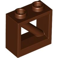 Fence 1 x 2 x 1 2/3 with 45° Diagonal Bar in Reddish Brown