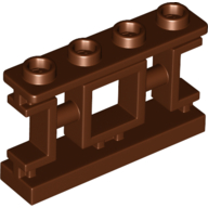 Fence 1 x 4 x 2 Ornamental Asian Lattice Square with 4 Studs in Reddish Brown
