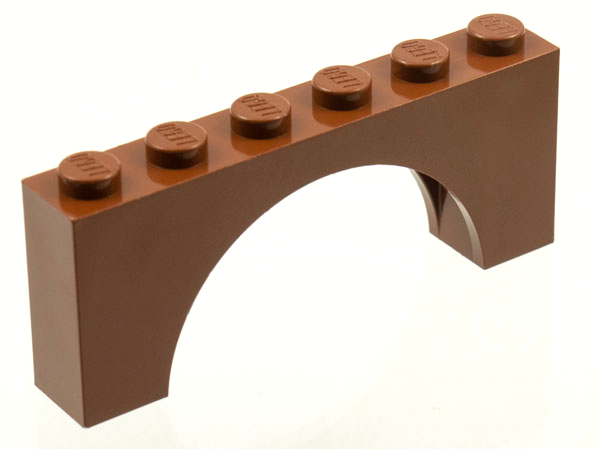 Brick Arch 1 x 6 x 2 - Thick Top with Reinforced Underside in Reddish Brown