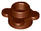 Plant, Flower, Plate Round 1 x 1 with 4 Petals in Reddish Brown