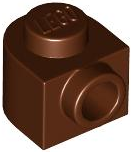 Plate Special 1 x 1 x 2/3 Half Round with Side Stud in Reddish Brown