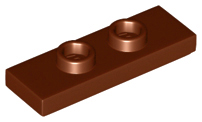 Plate Special 1 x 3 with 2 Studs with Groove and Inside Stud Holder (Jumper) in Reddish Brown