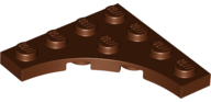 Plate Special 4 x 4 with 3 x 3 Quarter Round Cutout in Reddish Brown