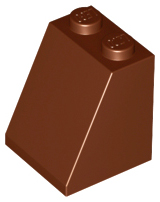 Brick Sloped 65° 2 x 2 x 2 with Bottom Tube in Reddish Brown