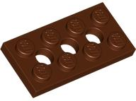 Technic Plate 2 x 4 [3 Holes] in Reddish Brown