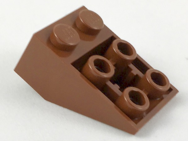 Brick Sloped Inverted 33° 3 x 2, Connections between Studs, Ovoid Bottom Pin in Reddish Brown