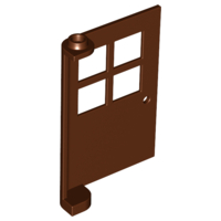 Door 1 x 4 x 5 with 4 Panes, Squared Base in Reddish Brown