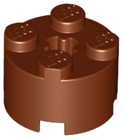 Brick Round 2 x 2 with Axle Hole in Reddish Brown