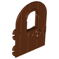 Door 1 x 4 x 6 Round Top with Window and Keyhole, Non Reinforced Edge in Reddish Brown