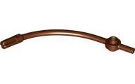 Bar Curved with Axle End and 1 x 1 Round Plate in Reddish Brown