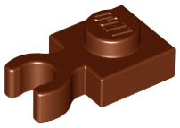 Plate Special 1 x 1 with Clip Vertical [Thick Open O Clip] in Reddish Brown