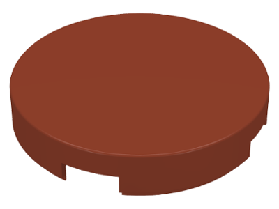 Tile Round 2 x 2 with Bottom Cross in Reddish Brown
