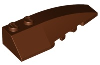Brick Wedged, Curved 6 x 2 Right, Inner Ridges in Reddish Brown