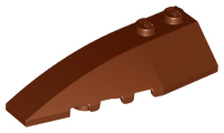 Brick Wedged, Curved 6 x 2 Left, Inner Ridges in Reddish Brown