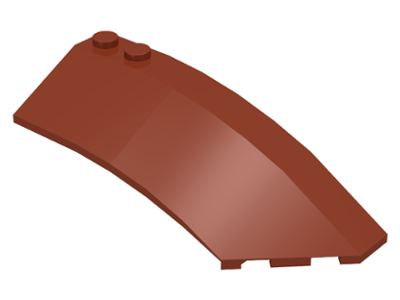 Brick Wedged, Curved 8 x 3 x 2 Open Right in Reddish Brown