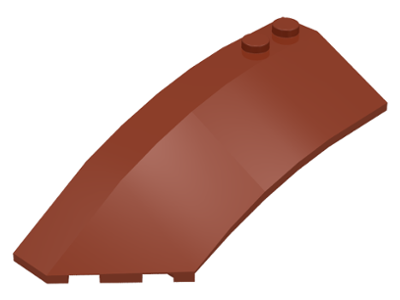 Brick Wedged, Curved 8 x 3 x 2 Open Left in Reddish Brown