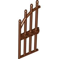 Gate 1 x 4 x 9 Arched with Bars and Three Studs in Reddish Brown