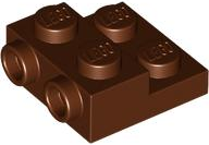 Plate Special 2 x 2 x 2/3 with Two Studs On Side and Two Raised [Half Hollow Anti-stud] - Updated Version in Reddish Brown