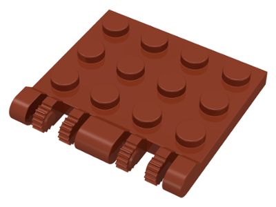 Hinge Plate 3 x 4 Locking Dual 2 Finger, 9 Teeth in Reddish Brown