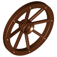 Wheel Wagon Large (33mm D.), hole notched for wheels holder pin in Reddish Brown