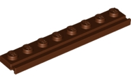 Plate Special 1 x 8 with Door Rail in Reddish Brown