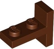 Bracket 1 x 2 with 1 x 2 Vertical Studs in Reddish Brown